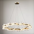 Modern Chandelier With Multiple Circular Layers And Transparent Crystal Glass Rods