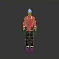 Man Wearing Red Jacket White Hard Hat Black Pants And Blue Gloves