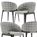 Modern Upholstered Dining Chairs With Textured Fabric And Black Metal Legs