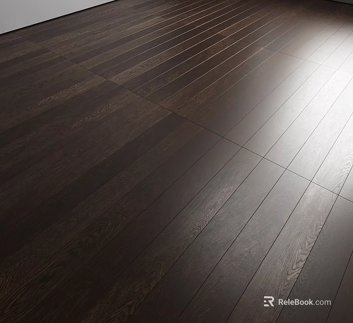 Dark Hardwood Flooring With Natural Wood Grain And Smooth Shiny Surface Texture 3d model 