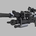 Modern Military Style Tactical Rifle with Scope Grip and Black White Design