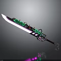 Sci Fi Tech Inspired Sword With Purple Glowing Blade And Green Circuit Details