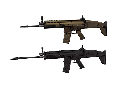 Two Tactical Military Rifles in Brown and Black Modern Design 3d model