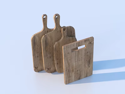 Wooden Cutting Boards With Handles And Various Shapes For Kitchen Daily Use 3d model