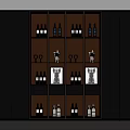 Modern Wine Cabinet Interior Design With Layered Shelves Wine Bottles Glasses And Warm Lighting