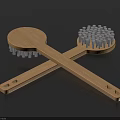 Household Cleaning Brushes With Wooden Handles Round Heads And White Bristles