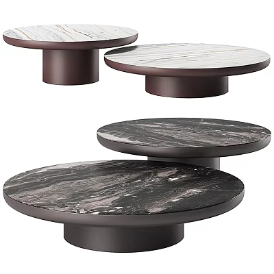 Modern Round Coffee Tables With Various Marble Tops And Dark Bases Design 3d model