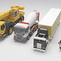 Diverse Utility Vehicles Collection With Crane Truck Concrete Mixer And Box Van
