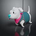 Adorable White Stuffed Dog Toy with Blue Nose Pink Collar Green Harness and Red Tongue