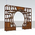 Traditional Chinese Wooden Curio Shelf With Circular Arch Design And Carved Multi-layer Compartments