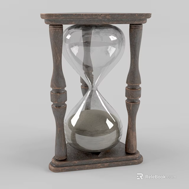 Decorative Ornament Set Featuring Wooden Frame Hourglass With Transparent Glass And Sand 3d model 
