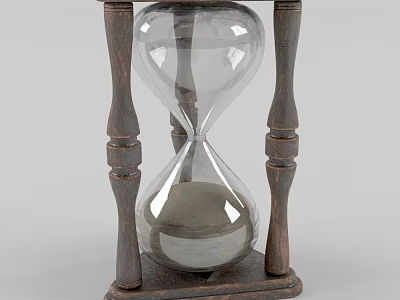 Decorative Ornament Set Featuring Wooden Frame Hourglass With Transparent Glass And Sand 3d model