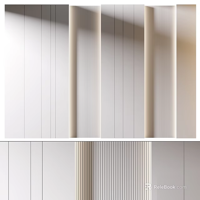 Elegant Modern Background Wall Design With Vertical Stripes And Matte Panels 3d model 