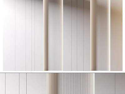 Elegant Modern Background Wall Design With Vertical Stripes And Matte Panels 3d model