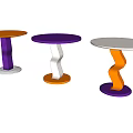 Modern Coffee Table With Round Tabletop Twisted Brown Legs And Purple Base 3d model