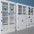 White Multi Door Lockers With Glass Panels On Blue Background Interior