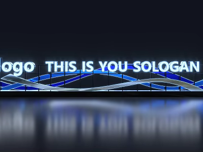 Illuminated 3D Text Design With Wavy Lines Logo And Slogan Reflection 3d model
