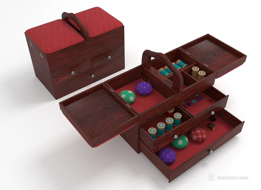 Wooden Hardware Toolbox Open With Multiple Compartments For Organized Tools Storage 3d model 