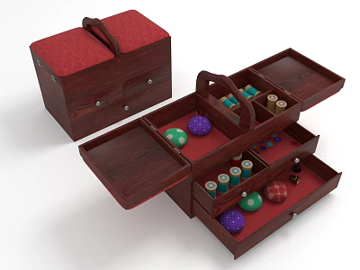 Wooden Hardware Toolbox Open With Multiple Compartments For Organized Tools Storage 3d model