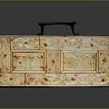 Decorative Wooden Storage Box with Intricate Carved Patterns and Black Handle