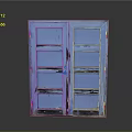 Blue Distressed Double Door Cabinet With Worn Wooden Panels And Classic Design