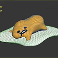 Cute Yellow Animal Character Lying On White Surface With Playful Expression And Soft Texture 3d model