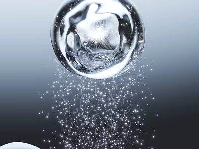 Transparent Sphere With Ice Crystal Structure And Sparkling Light Spots On Gradient Background Decorative Element 3d model