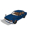 Dark Blue Vintage Sedan With Black Wheels And Red Wheel Centers