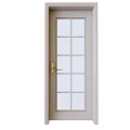 Sleek White Hinged Door With Glass Panes And Brass Handle Design