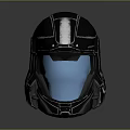 Futuristic Sci Fi Helmet With Metallic Finish And Blue Visor Design 3d model