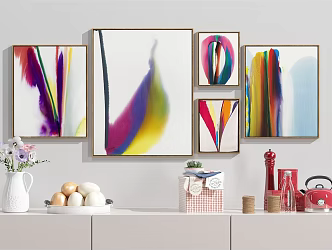 Modern Abstract Painting Abstract Hanging Painting Combination Ornaments 3d model