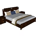 New Chinese Background Double Bed Double Bed Combination 3d model