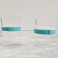 Stylish Modern Dining Chairs With Transparent Acrylic Frame And Blue Padded Seats