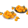 Fresh Oranges With Green Leaves On White And Black Plates Scattered Around