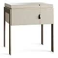 Modern Bedside Table With Sleek Design Wooden Top Metal Legs And Drawer