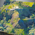 Landscape Design With 3D Terrain Green Vegetation Mountain Hills And Natural Water Elements