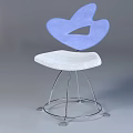 Modern Office Chair With Heart Shaped Blue Backrest White Padded Seat And Metal Legs