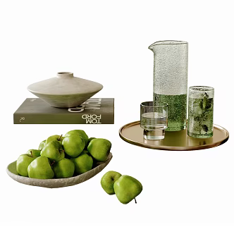 Modern Tableware Ornaments Fruit Ornaments Apple Kitchen Ornaments Glass Water Cup 3d model