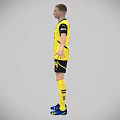 Game Movie Character Standing In Yellow Black Football Jersey With Number 14 And Blue Cleats