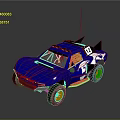 Blue Off Road Rally Car With Large Wheels Antenna Roof Equipment And Number 12