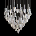 Modern Chandelier with Hanging Teardrop Shaped Glass Pendants in Elegant Contemporary Design