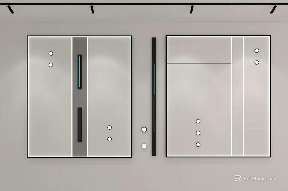 Modern Ceiling Design With Sleek Lines Recessed Lights And Metallic Accents 3d model 