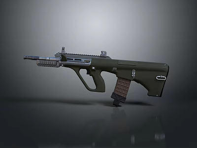 Green Modern Assault Rifle With Tactical Design Wooden Grip And Magazine 3d model