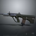 Green Modern Assault Rifle With Tactical Design Wooden Grip And Magazine