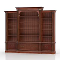 Classic Dark Brown Solid Wood Bookcase With Multiple Shelves And Drawers