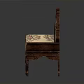 Classical Carved Wooden Chaise Lounge With Floral Upholstery And Side Table