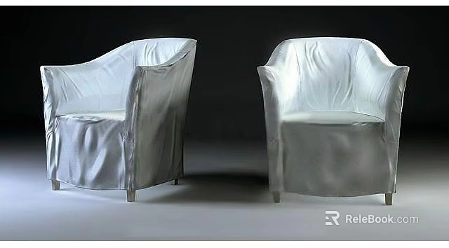 Two White Single Sofa with Slipcover in Modern Minimalist Clean Design Gray Background 3d model 