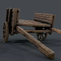 Ancient Wooden Handcart Featuring Rustic Wood Texture Simple Design And Traditional Wheels