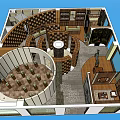 Chinese Traditional Interior Featuring Carved Wooden Screen And Display Shelves With Tea Set