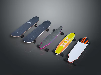 Colorful Skateboards With Various Designs Different Colors And Smooth Wheels For Daily Use 3d model